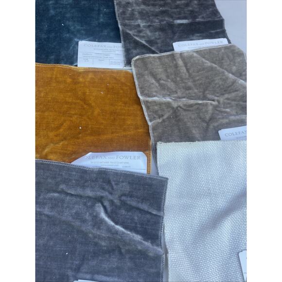 Colefax and Fowler Theo Lot of 12 Fabric Samples Remnants Ochre, Sand, Red, - Picture 5 of 5